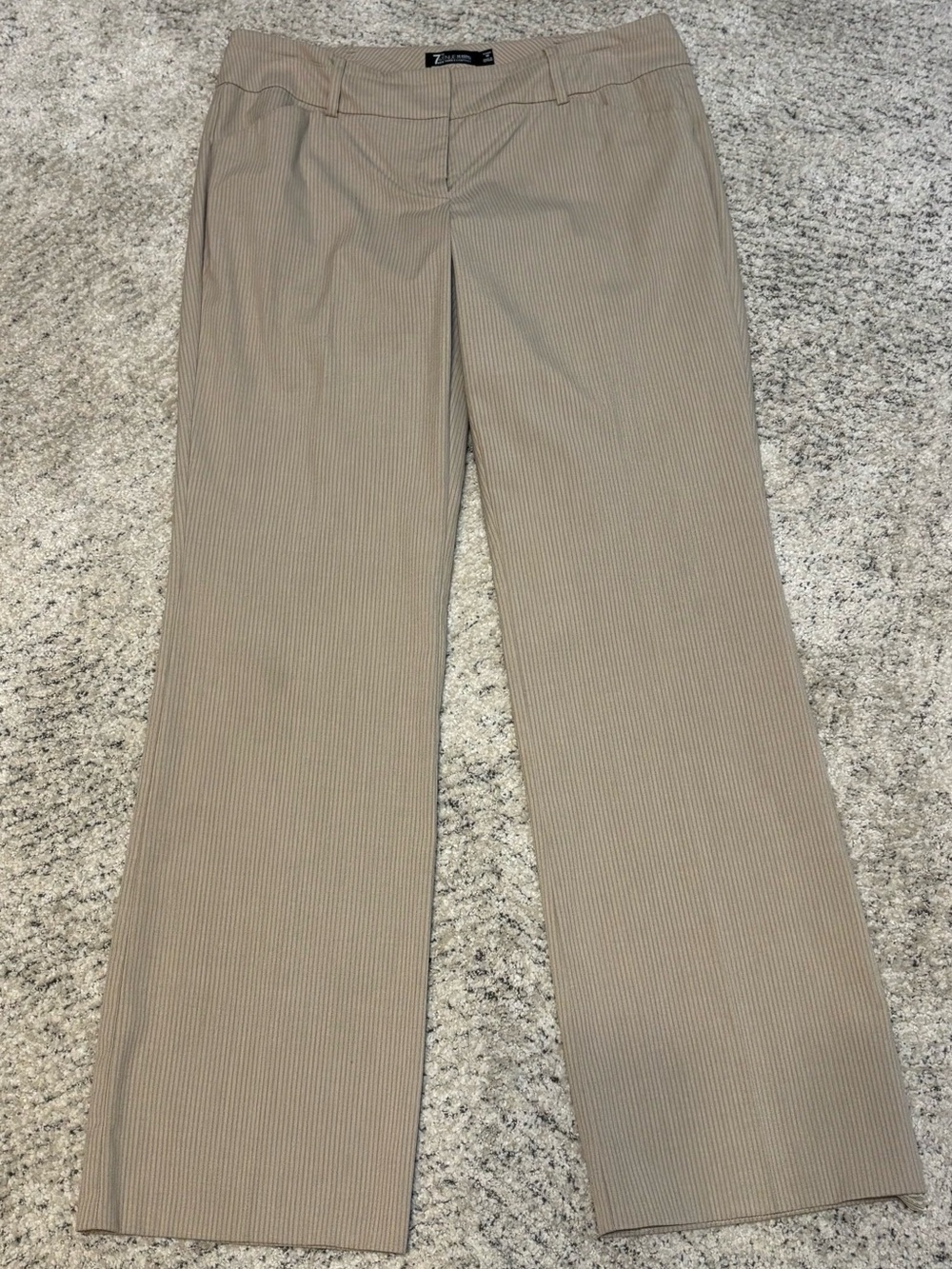 7th Avenue Tan Pinstripe Bootcut Dress Pants - Classic Workwear